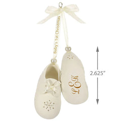 Baby’s First Christmas Monogram Booties Porcelain Personalized Ornament, Custom Text