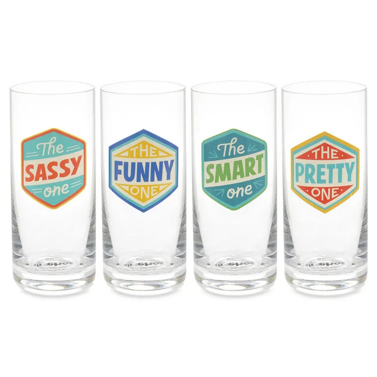 Badges of Honor Funny Drinking Glasses, Set of 4
