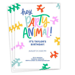Party Animal Balloons Flat Birthday Invitation