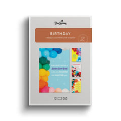 Bright Balloons Assorted Religious Birthday Cards, Box of 12
