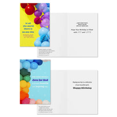 Bright Balloons Assorted Religious Birthday Cards, Box of 12