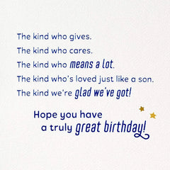 Loved Just Like a Son Birthday Card for Son-in-Law
