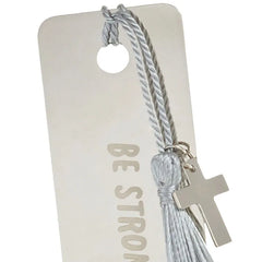 Be Strong and Courageous Metal Bookmark With Cross Charm