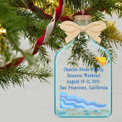 A Day at the Beach Sun & Waves Personalized Ornament, Custom Text