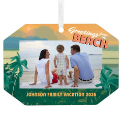 Beach Vacation Metal Personalized Ornament, Custom Photo and Text