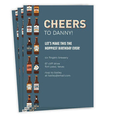 Cheers and Beers Flat Birthday Invitation