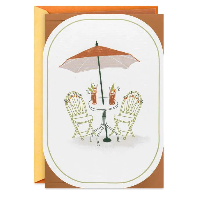 Bistro Table and Chairs With Umbrella Blank Card