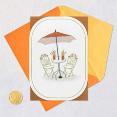 Bistro Table and Chairs With Umbrella Blank Card