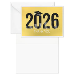 2026 Gold Foil and Black Graduation Thank You Notes, Pack of 40