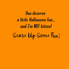 Scare Up Some Fun Black Cat Bat Halloween Card