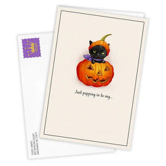 Cute Vintage Black Cat Custom Halloween Card