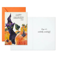 Black Cat Wickedly Wonderful Halloween Cards, Pack of 6