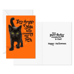 Purr-fectly Wonderful Black Cat Halloween Cards, Pack of 6