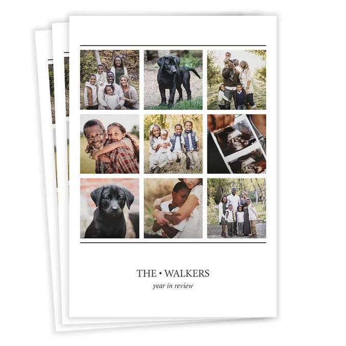 Lines on White Top Nine Flat Holiday Photo Card