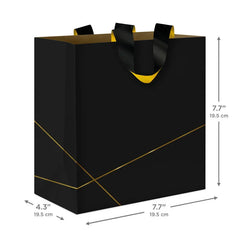 7.7" Gold Lines on Black Medium Gift Bag