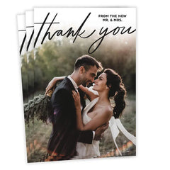Black Script on Full Photo Wedding Thank-You Card