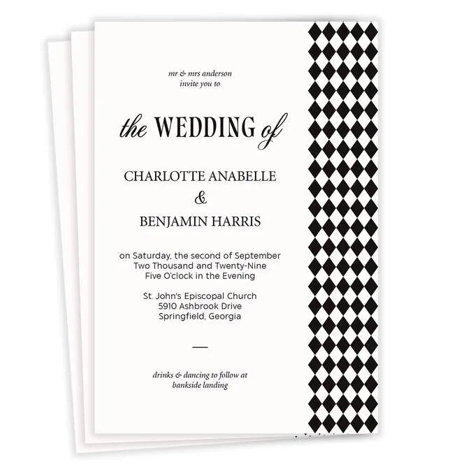 Elegant Harlequin Flat Wedding Invitation