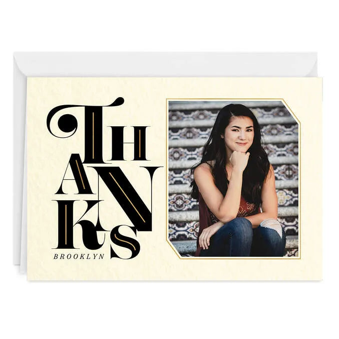 Black and Gold Letters Custom Thank-You Card