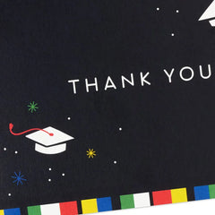 Grad Caps on Black Graduation Thank-You Notes, Pack of 10