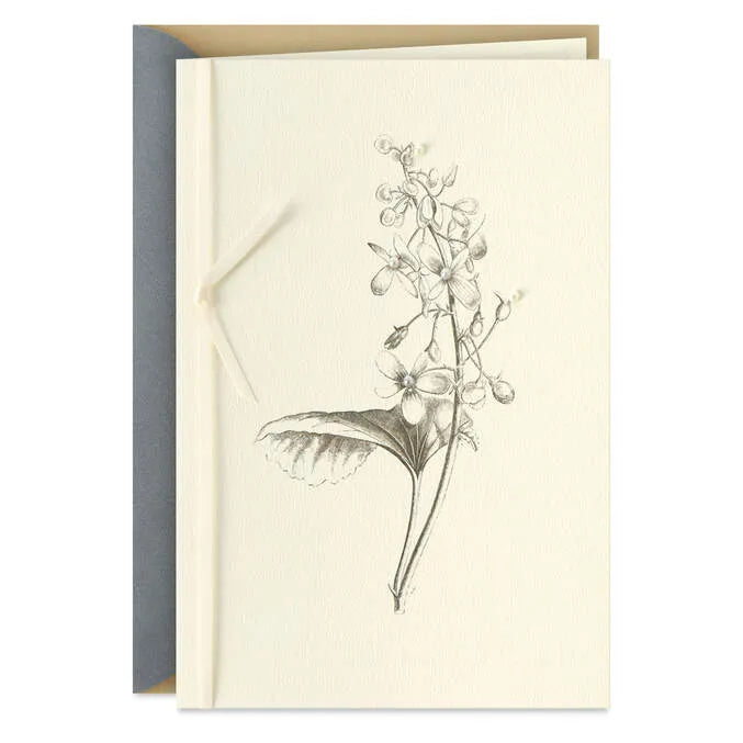 Black-and-White Botanical Drawing Blank Card