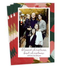 Festive Brushstrokes Flat Christmas Photo Card