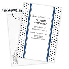 Blue and Black Preppy Hats Flat Graduation Party Invitation