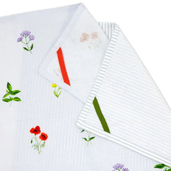 Floral and Stripe Scalloped Tea Towels, Set of 2