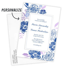 Sapphire Garden Flat Wedding Invitation