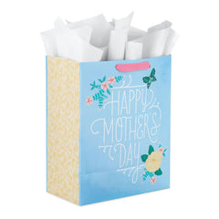 13" Blue Happy Mother's Day Large Gift Bag With Tissue Paper