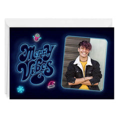 Neon Merry Vibes Custom Holiday Card