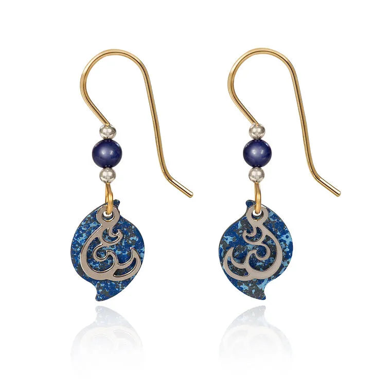 Silver Forest Modern Blue and Silver Metal Filigree Drop Earrings