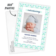 Blue Quilt Pattern Introducing Birth Announcement