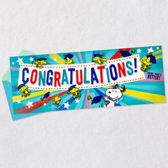 Peanuts® Snoopy and Woodstock Banner Graduation Card
