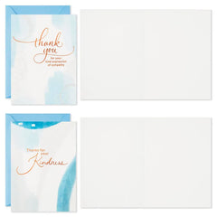 Blue Watercolor Assortment Blank Sympathy Thank-You Notes, Pack of 24