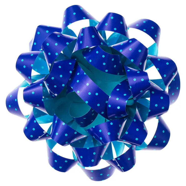 4.6" Turquoise Mini Dots on Blue Gift Bow