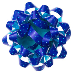 4.6" Turquoise Mini Dots on Blue Gift Bow