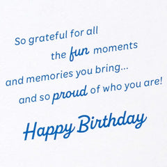 Grateful for Fun Moments and Memories Birthday Card for Son