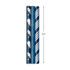 Blue and Silver Gift Wrap Kit With Holiday Wrapping Paper, Bows, Ribbons and Tags