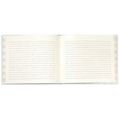So Happy You're Here Blue and White Striped Guest Book