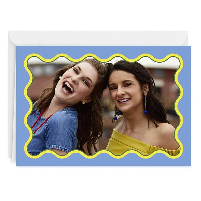 Blue and Yellow Rick Rack Frame Blank Custom Card