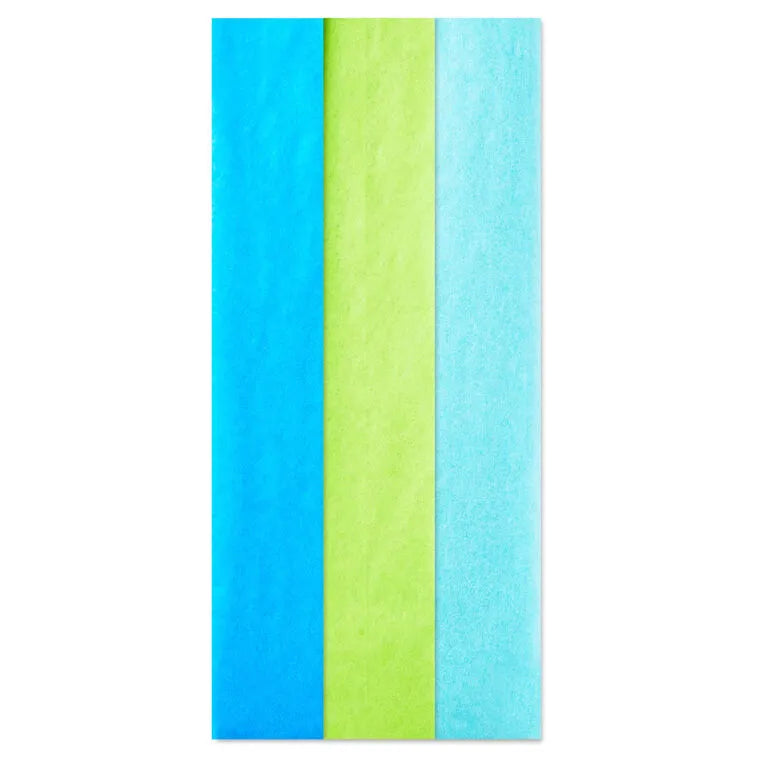 Solid Blue/Citrus Green/Aqua 3-Pack Assortment Tissue Paper, 12 sheets