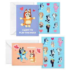 Bluey and Bingo Kids Assorted Valentines With Stickers, Pack of 24