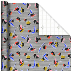 Bold Floral and Stripe Wrapping Paper Roll, 20 sq. ft.