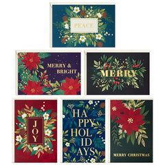 Bold Florals Boxed Christmas Cards Assortment, Pack of 72
