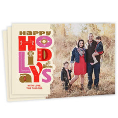 Bold Folk Art Lettering Flat Holiday Photo Card