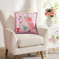 Textured Flowers on Pink Reversible Pillow, 18x18