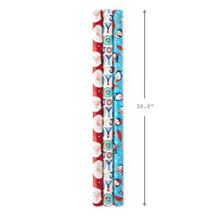 Bright Joy 3-Pack Kids Reversible Christmas Wrapping Paper Assortment, 120 sq. ft.