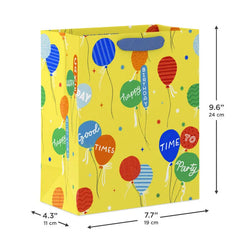9.6" Bright Balloons on Yellow Medium Birthday Gift Bag