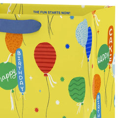9.6" Bright Balloons on Yellow Medium Birthday Gift Bag
