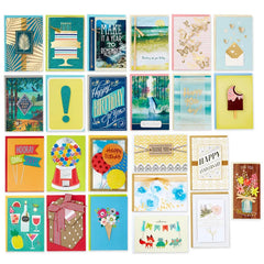Premium Assorted Handmade All-Occasion Cards in Leaf Print Organizer, Box of 24
